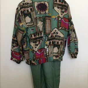 Vintage Coordinate silk “athletic suit”